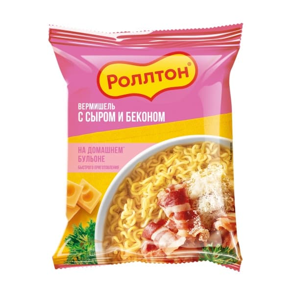 Вермишель на домашнем бульоне с сыром и беконом Роллтон 60г
