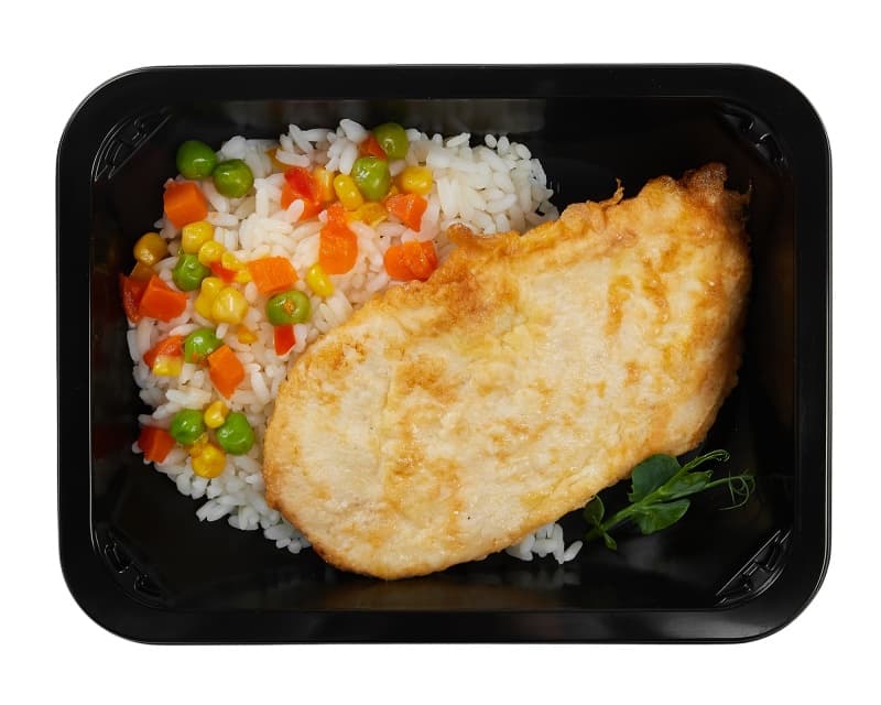 Отбивная куриная с рисом и овощами, 210гр