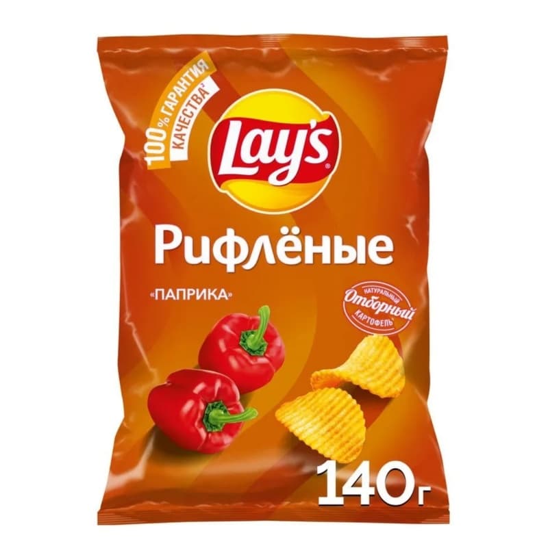 Чипсы картофельные Lays рифленые Паприка, 140 г