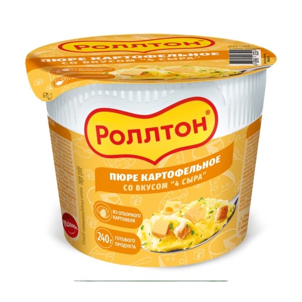 Пюре картофельное вкус Четыре сыра стакан Роллтон 40г