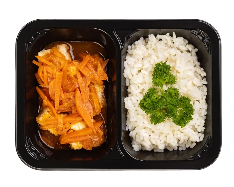 Филе минтая в кисло-сладком соусе и рисом отварным, 235гр