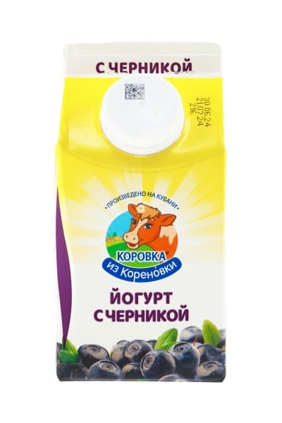Йогурт Черничный 2,1% Коровка из Кореновки, 450 г