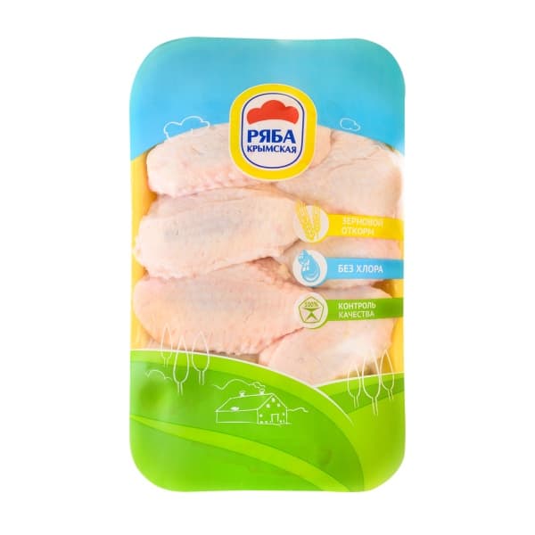 Крылья цыплят-бройлеров замороженные Ряба Крымская, вес лоток