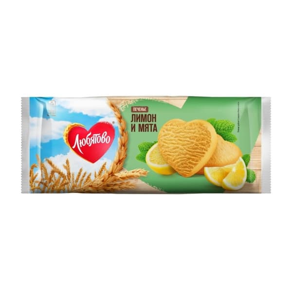 Печенье сдобное Лимон и мята Любятово 200г