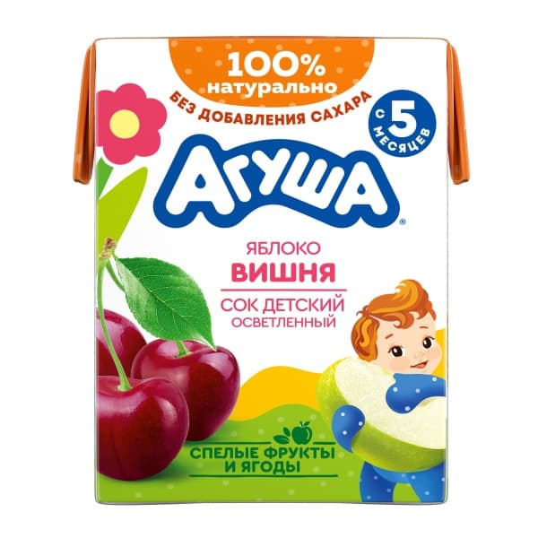Сок яблоко, вишня осветленный Агуша 200мл 