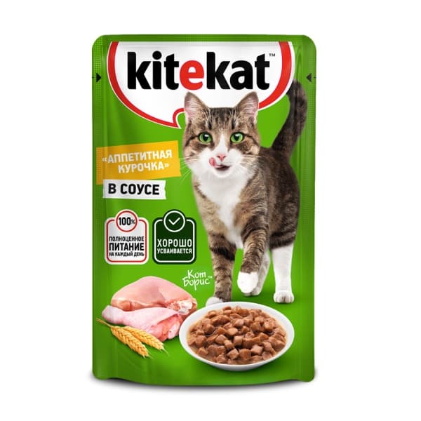 Влажный корм для кошек Курица в соусе Kitekat, 85г