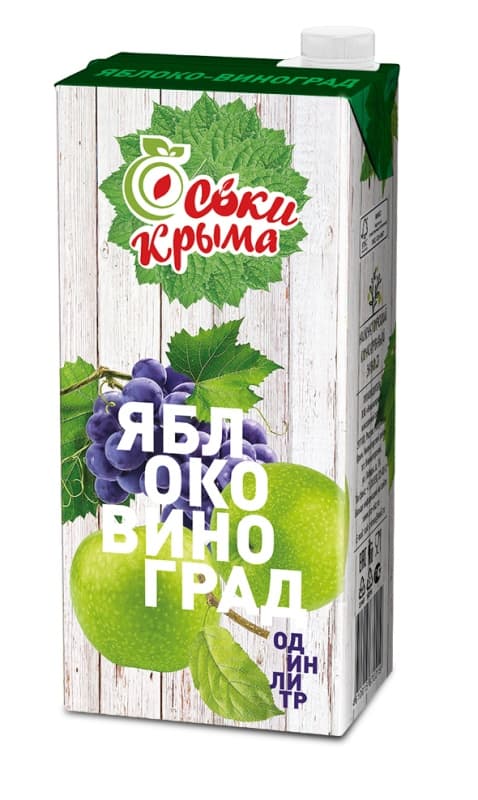 Сок яблочно-виноградный для детского питания СОКИ КРЫМА, 1л 