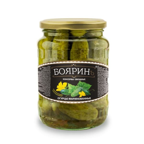Огурцы маринованные Бояринъ, 720мл ст/б 