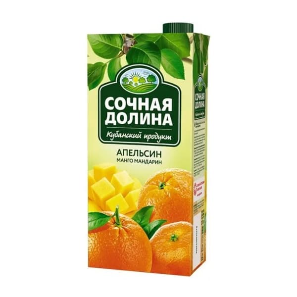 Сокосодержащий напиток из апельсинов, манго и мандаринов Сочная Долина 1,93л.