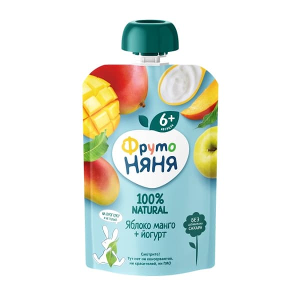 Пюре с йогуртом, яблоком, манго ФрутоНяня, 90г
