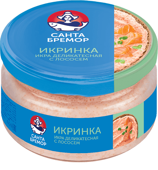 Икра деликатесная Икринка с копчёным лососем Санта Бремор 160гр