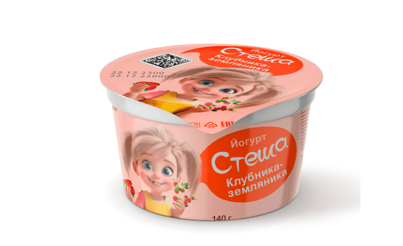 Йогурт Стеша с фруктово-ягодным наполнителем Клубника-Земляника 4 % Джанкойское молоко, 140 гр