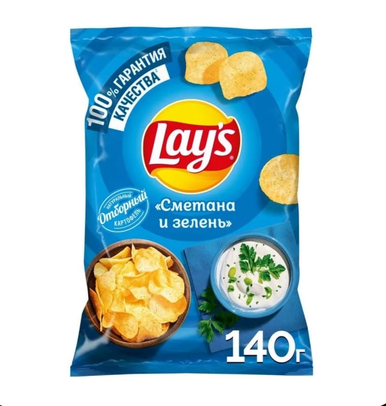 Чипсы картофельные Lays Сметана и зелень, 140г
