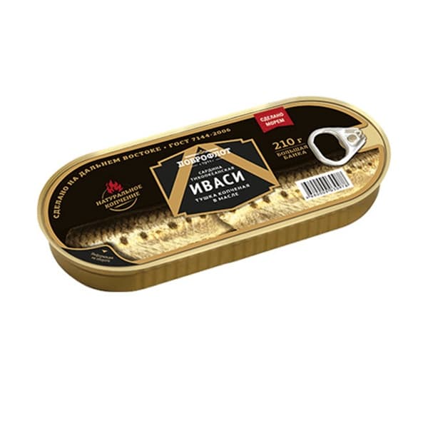 Сардина тихоокеанская (иваси)  тушка копченная в масле Доброфлот, 210г