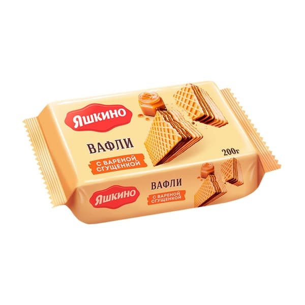 Вафли с вареной сгущенкой Яшкино, 200г
