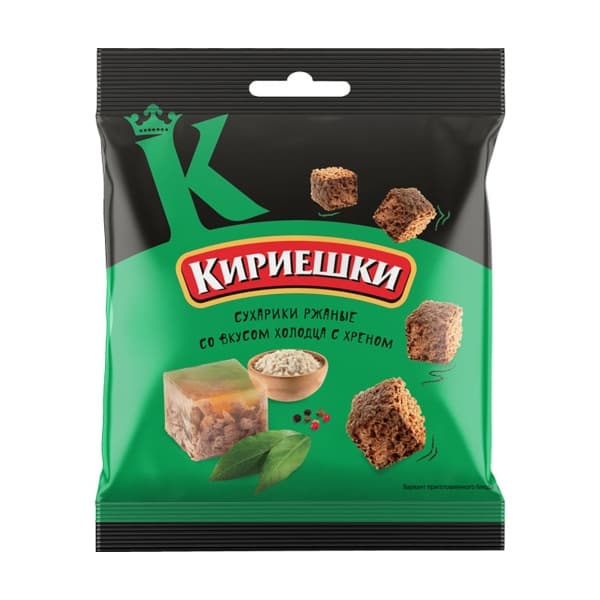 Сухарики ржаные со вкусом холодец с  хреном  Кириешки, 40г
