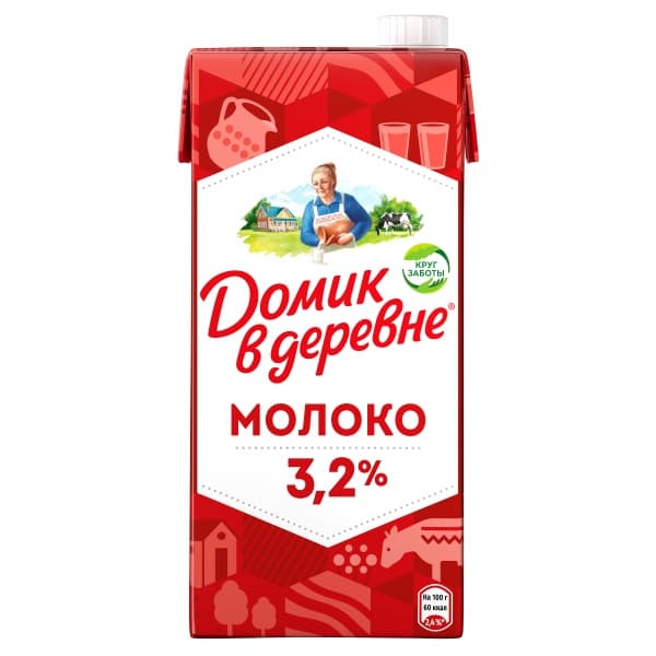 Молоко ультрапастеризованное Домик в деревне 3,2%, 950г