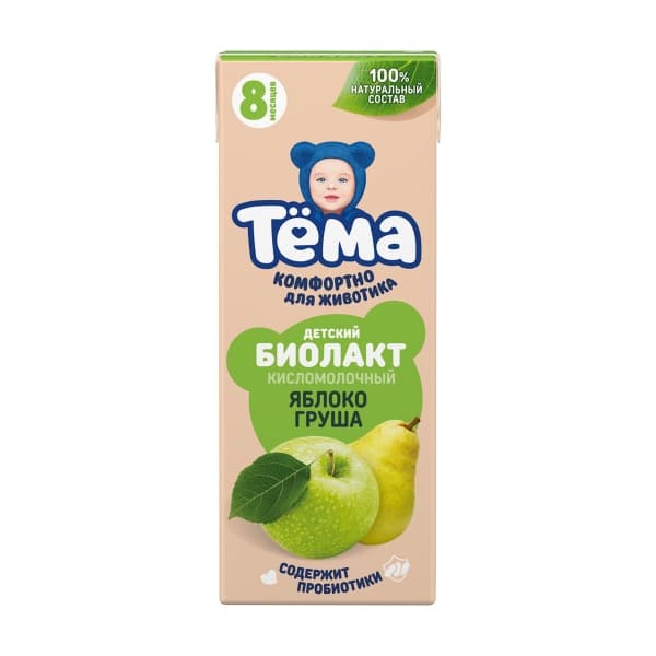 Биолакт Тема с яблоком и грушей с 8 месяцев, 206г