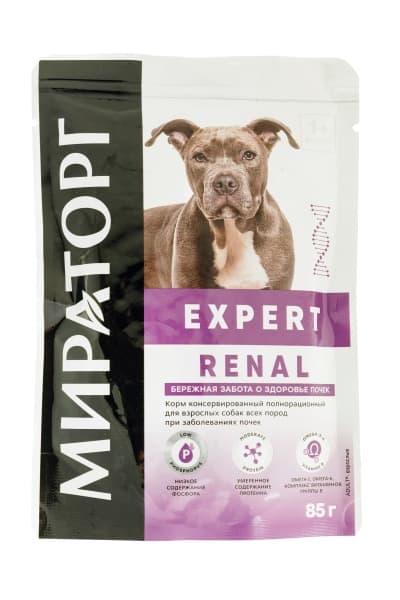 Влажный корм Мираторг для собак при заболеваниях почек Expert Renal, 85 г