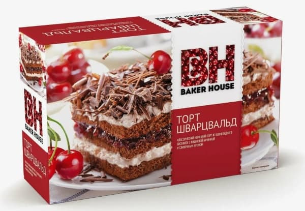 Торт бисквитный Шварцвальд со взбитыми сливками и вишней Baker House, 350г