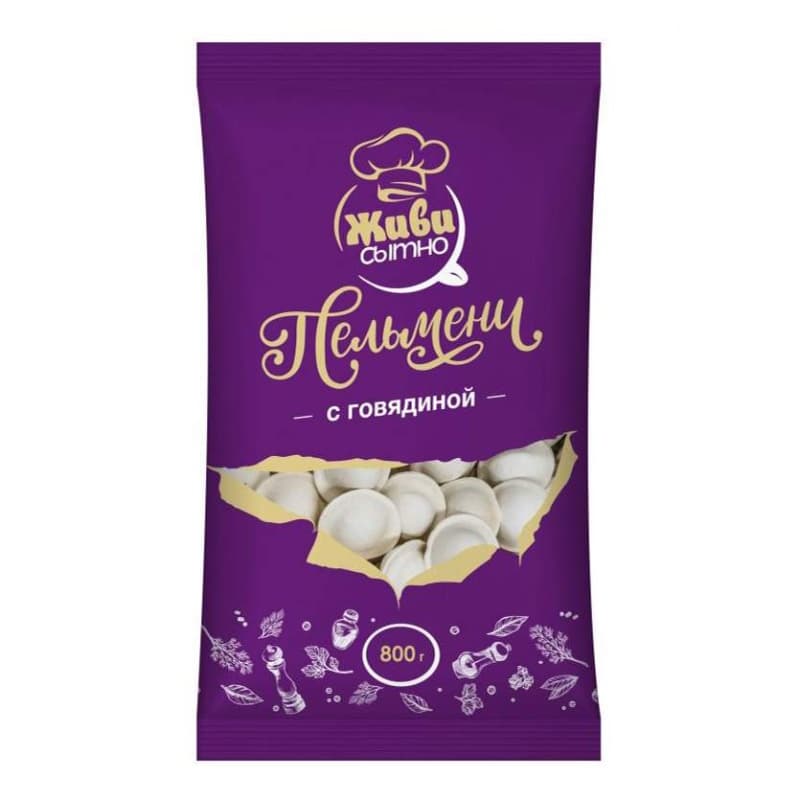 Пельмени с говядиной ЖИВИ СЫТНО, 800г