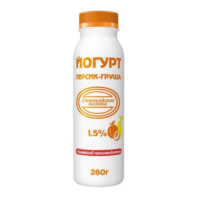 Йогурт Персик-груша бутылка 1,5% Джанкойское молоко, 260 гр