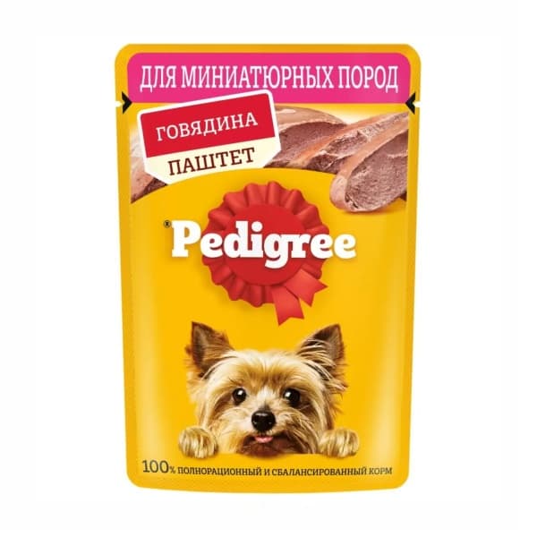 Влажный корм для собак мелких пород Говядина Pedigree, 80г