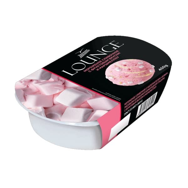 Крымское мороженое с зефирным наполнителем, рисовыми цветными шариками и маршмеллоу, лоток 450г