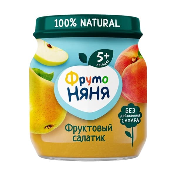 Пюре Фруктовый салатик ФрутоНяня стекло, 100г
