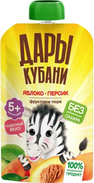 Пюре фруктовое из яблок и персиков Дары Кубани 90г