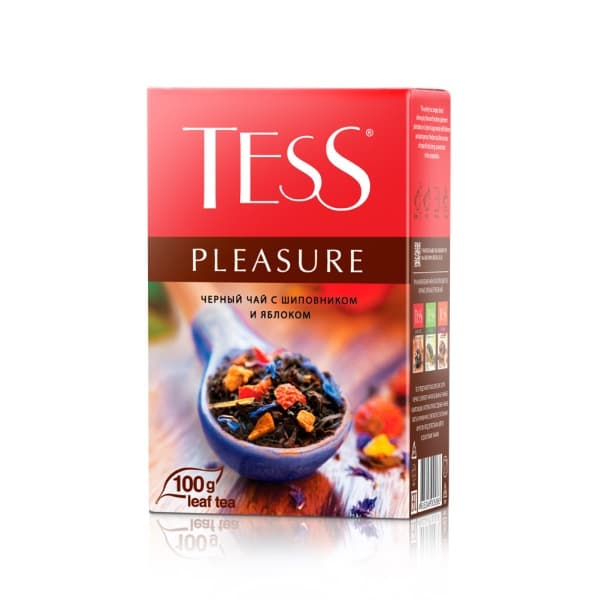 Чай черный листовой с шиповником и яблоком TESS Pleasure, 100г