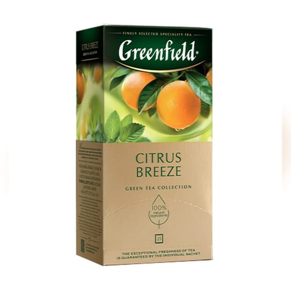 Чай зеленый в пакетиках (1,5гx25п) с добавлением мяты и цитруса ГРИНФИЛД Citrus Breeze