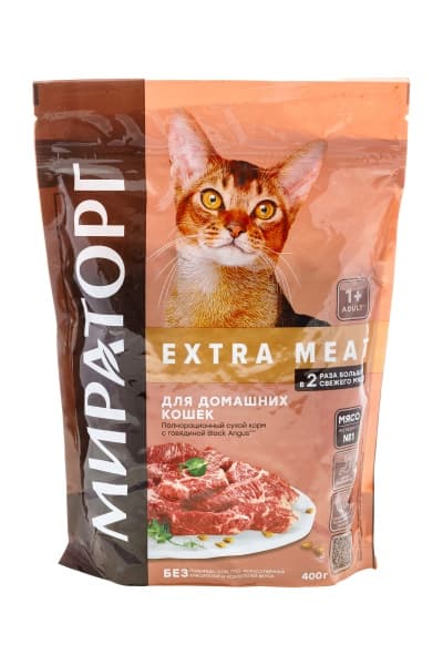Сухой корм для домашних кошек старше 1 года с говядиной Black Angus Мираторг, 400 г