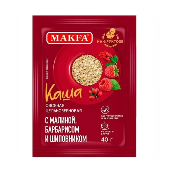 Каша овсяная малина,барбарис,шиповник Макфа 40г