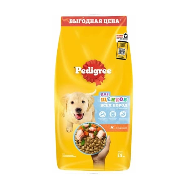 Корм сухой для щенков всех пород от 2 мес Курица Pedigree, 500г