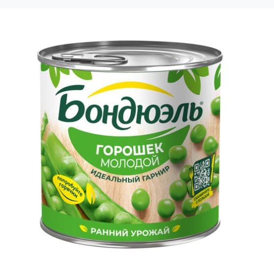 Горошек зеленый Бондюэль, 425 мл ж/б