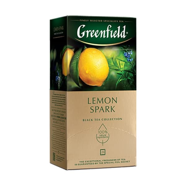 Чай черный в пакетиках (1,5гx25п) с ароматом и цедрой лимона ГРИНФИЛД Lemon Spark