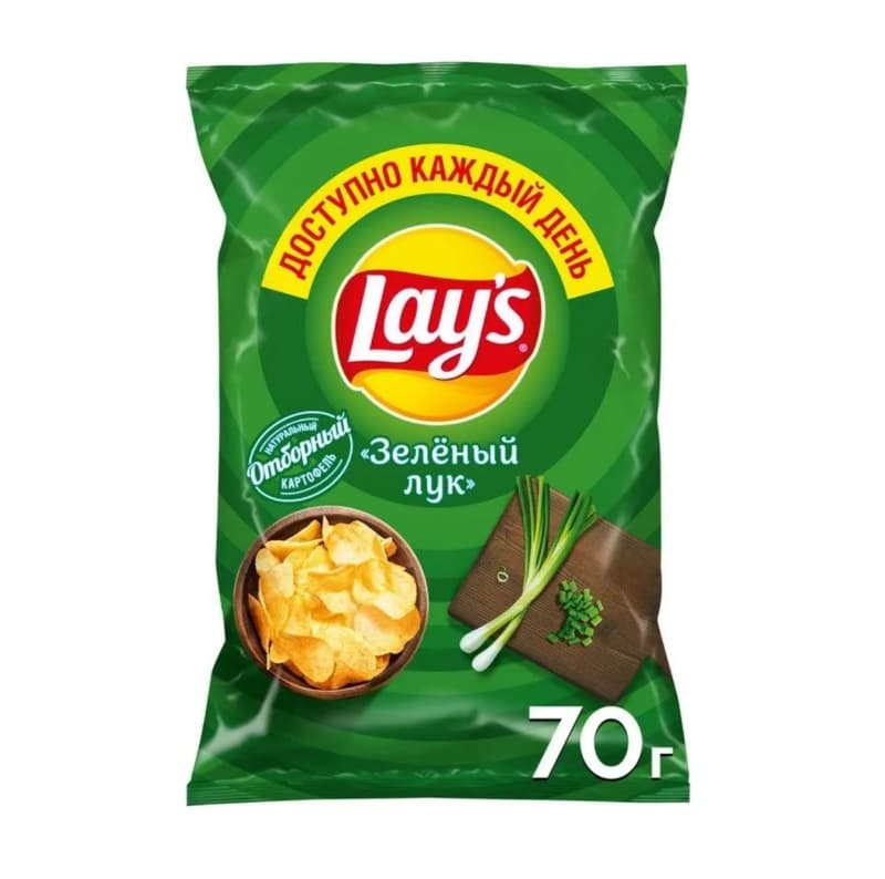 Чипсы картофельные Lays зеленый лук, 70 г