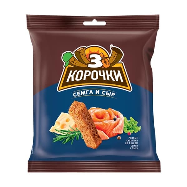 Сухарики ржаные со вкусом сыра с семгой 3корочки, 40г