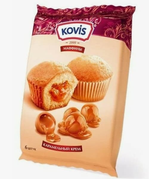 Мини-маффины с начинкой карамель KOVIS, 200г