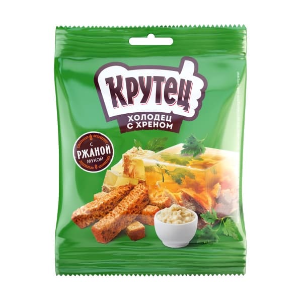 Сухарики пшенично-ржаные КРУТЕЦ Холодец с хреном, 80 г