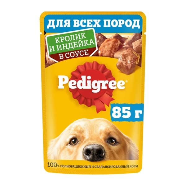 Влажный корм для взрослых собак Кролик и индейка Pedigree, 85г