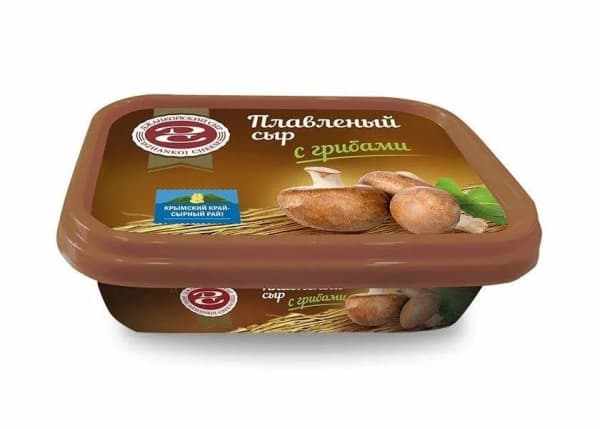 Сыр плавленый с грибами 55% Джанкойский сыр 180г ванночка