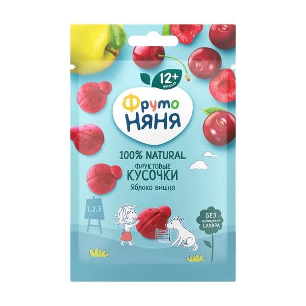 Кусочки фруктовые из яблок и вишни ФрутоНяня, 15г
