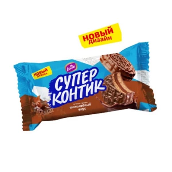 Печенье-сендвич Супер-Контик с шоколадным вкусом, 100г