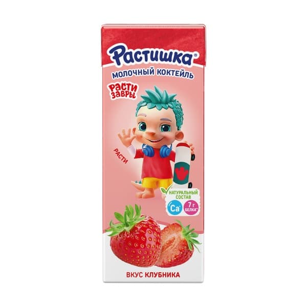 Молочный коктейль Растишка с клубникой 2%, 210г