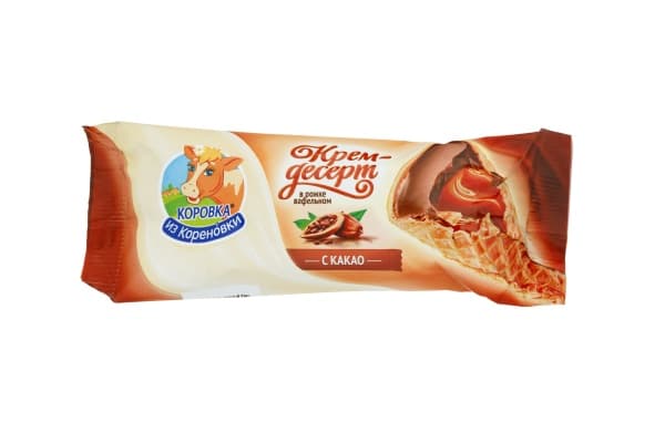 Крем-десерт сливочный с вареной сгущенкой и какао в вафельном рожке 25% Коровка из Кореновки, 40 г