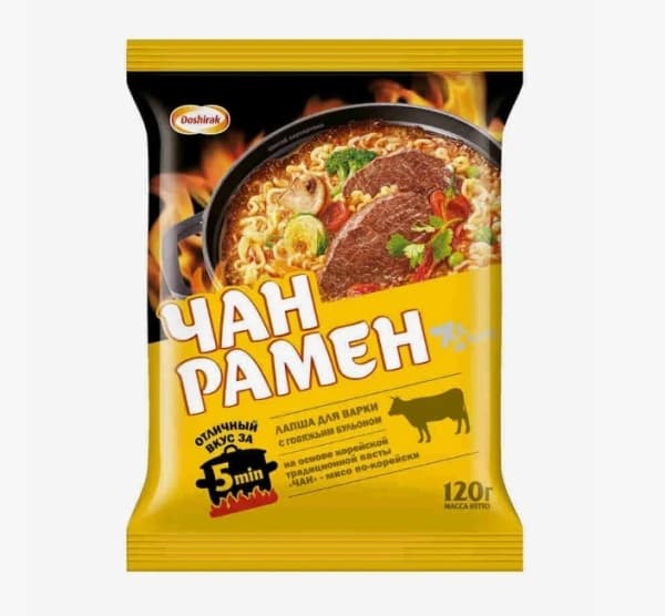 Лапша Доширак Чан Рамен с говяжим бульоном, 120г