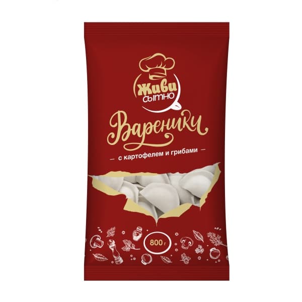 Вареники с картофелем и грибами Живи Сытно, 800г