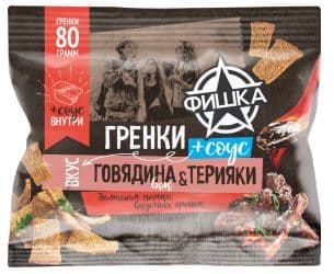 Гренки со вкусом Говядина вок с вложением Соуса Терияки фишка 80гр